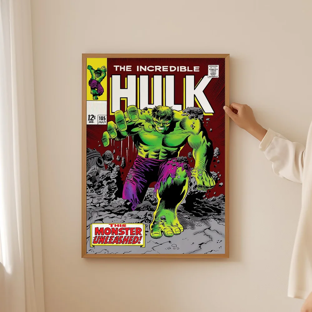 خارقة HULK ريترو كاريكاتير المشارك لزجة جدار الفن الطباعة غرفة المعيشة المنزلي غرفة نوم بار ديكور جمالي