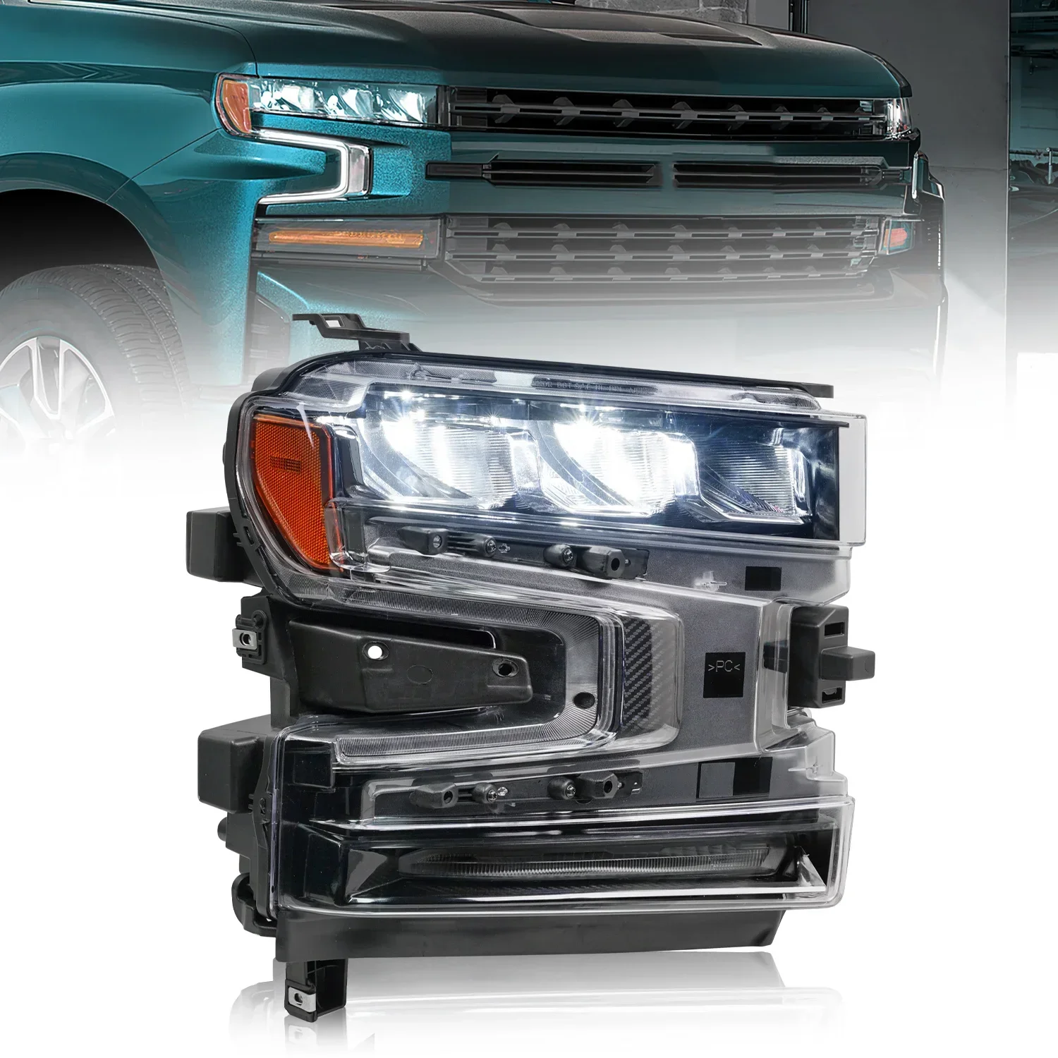 Apollo Archaic Led DRL Headlight Assembly For Silverado 1500 Pickup LT/LT Trail Boss LTZ 1500 2019-2021 Head Lamp Right Side