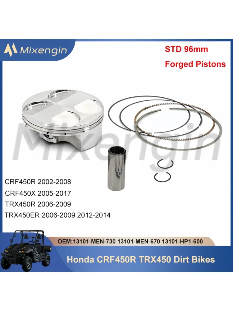 STD 96mm wysokiej jakości zestaw kutych tłoków do motocykli Honda CRF450R 02-08 CRF450X 05-17 TRX450R TRX450ER 06-09 12-14 — zdjęcie 2