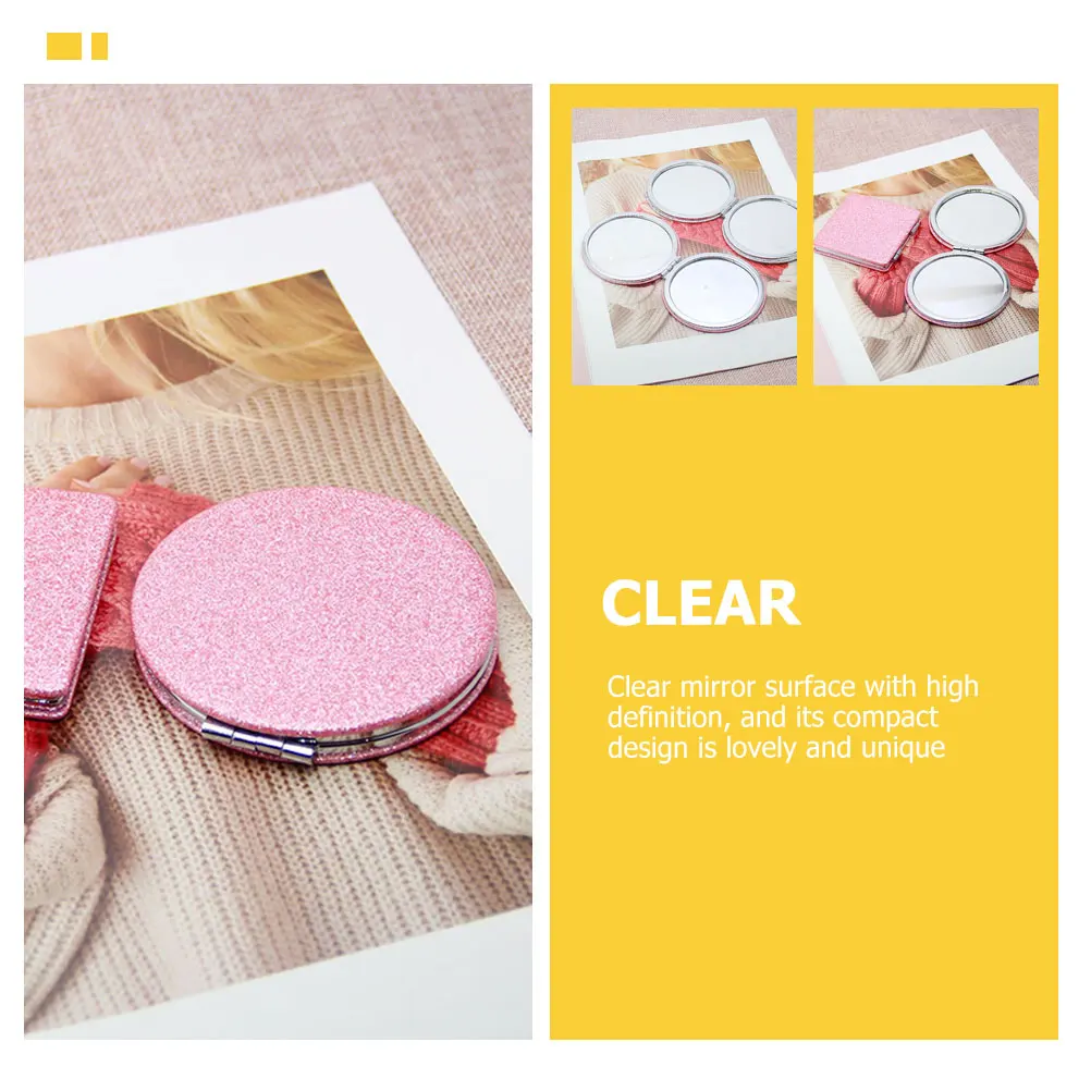 Espelho de maquiagem dobrável leve, compacto, dupla face, espelho de viagem, acabamento brilhante, tamanho de bolso para fácil transporte em viagem