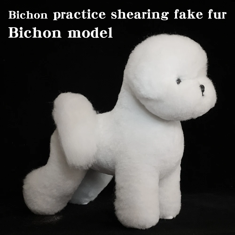Mini Bichon Pet Simulation Model Dog for Grooming Practice Safe Polyester Material Hair Trim & Style Must Be Used Skeleton Model
