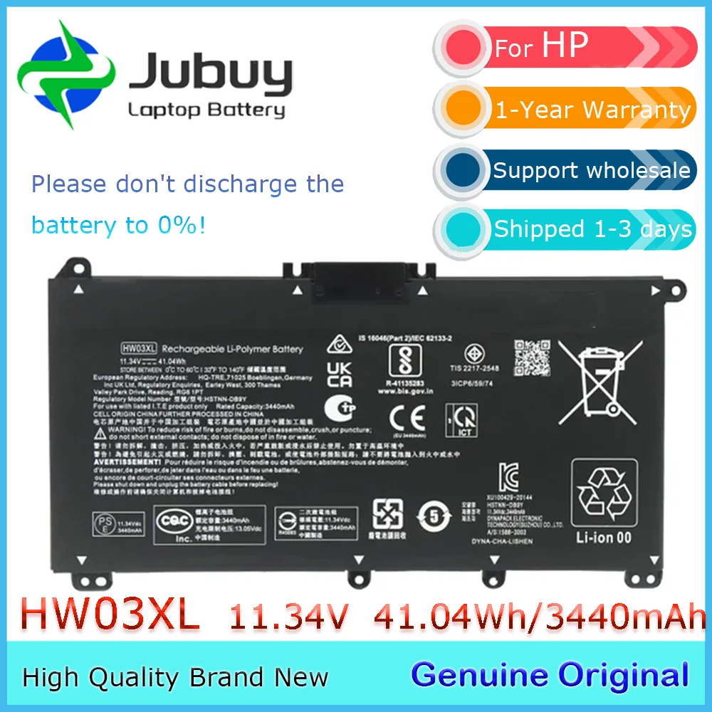 HW03XL 11.34V 41.04Wh Original Laptop Battery for HP Pavilion 15 15-EG0073CL 15-EG0067ST HSTNN-IB90 HSTNN-LB8U