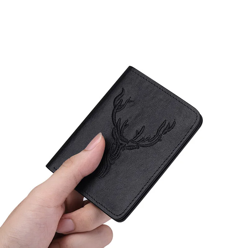 Wallet ultra-thin men's wallet small luxury wallet leather pocket Coin purses deer head pattern Money clip Business Casual