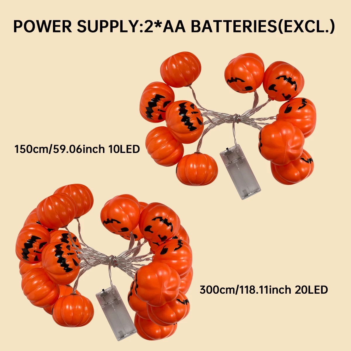 1 قطعة 10/20 LED هالوين اليقطين سلسلة أضواء بطارية تعمل بالطاقة أضواء ديكور داخلي للحزب نافذة الباب مهرجان الديكور