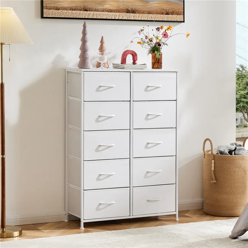 

Fabric Storage Dresser with 2/4/5/6/7/8/9 /10 Drawers, Steel Frame and Wooden Top for Bedroom, Closet, Entryway and Nursery