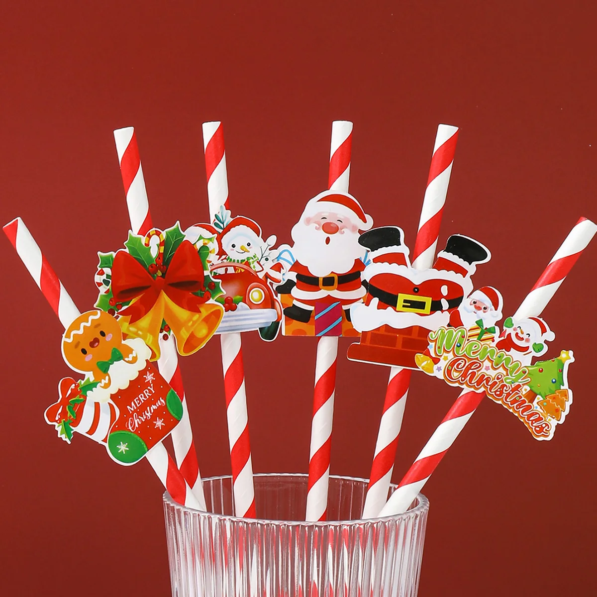 

Christmas Disposable Straws Party Decorative Christmas Drinking Straws for Xmas Navidad Noel Ornaments New Year Party Supplies