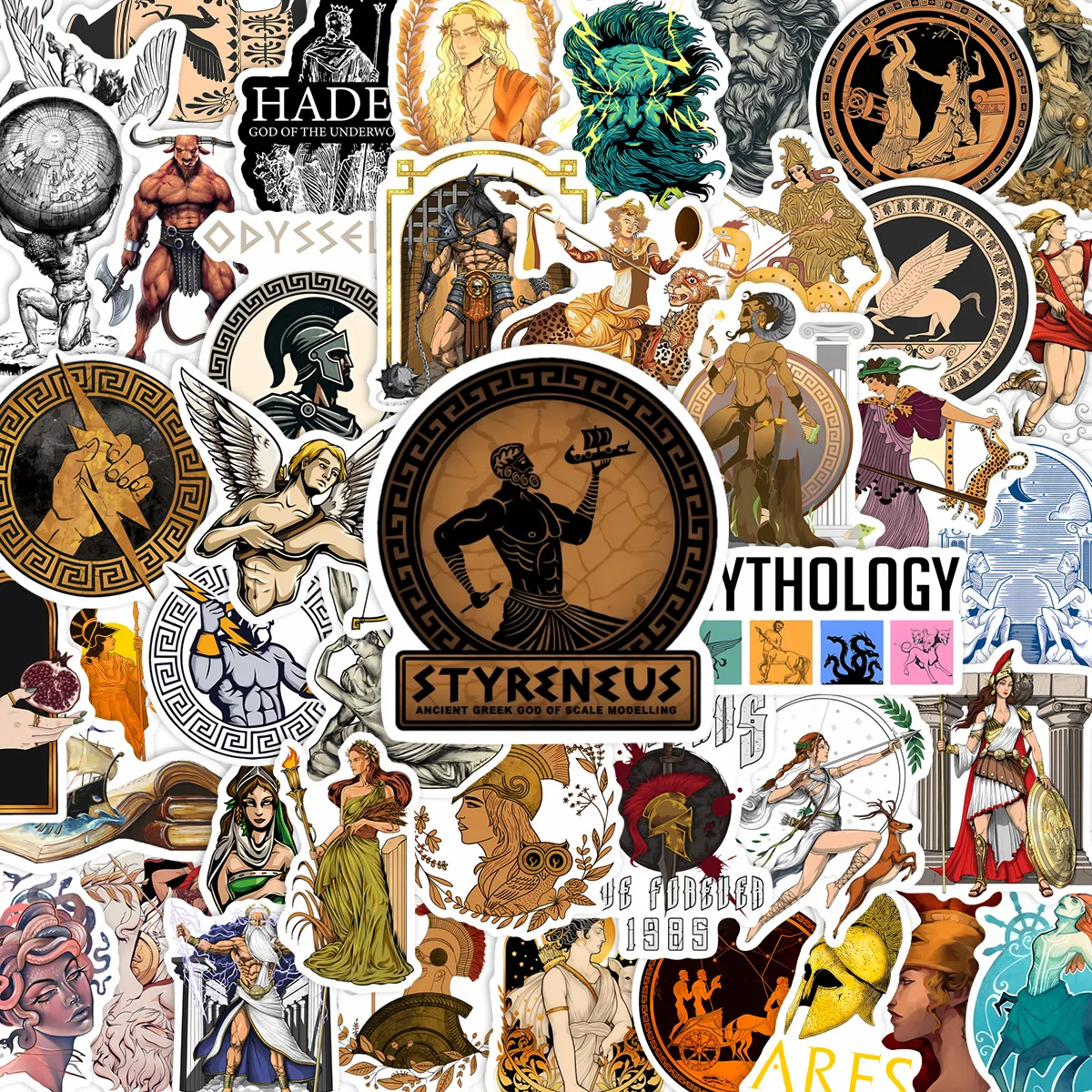 

50Pcs Greek Mythology Stickers Retro Art Stickers Classical DIY Waterproof Decorative Stickers