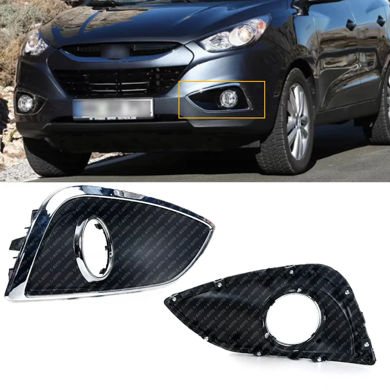 Chrome Front Fog Light Fog Lamp Trim For Hyundai IX35 2010 2011 2012 333546399807 Cover Grille Fog Light Frame 86585-2Z000