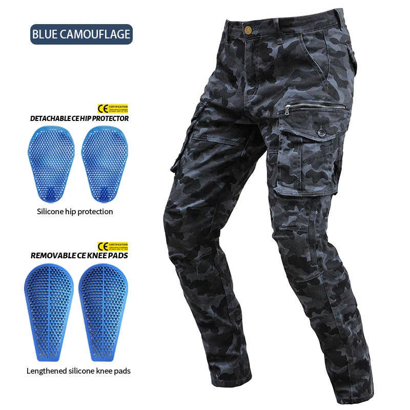 Motorcycle Pants Motorcycle Jeans Riding Touring Motorbike Trousers With Protect Gears Summer green camouflage mesh breathable