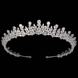 HADIYANA Gorgeous Crystal Crown Tiara Shining Cubic Zirconia Gold Silver Color Crowns For Wedding Bride Hair Ornament BC6526