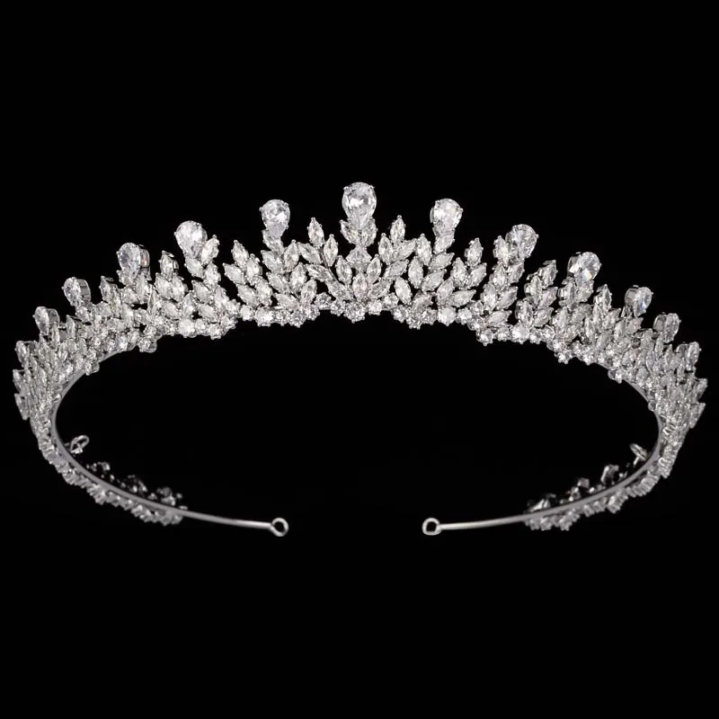 hadiyana cubic zirconia tiara de cristal coroas brilhantes para a noiva de casamento cor de ouro e prata tiara linda enfeite de cabelo bc6526 01