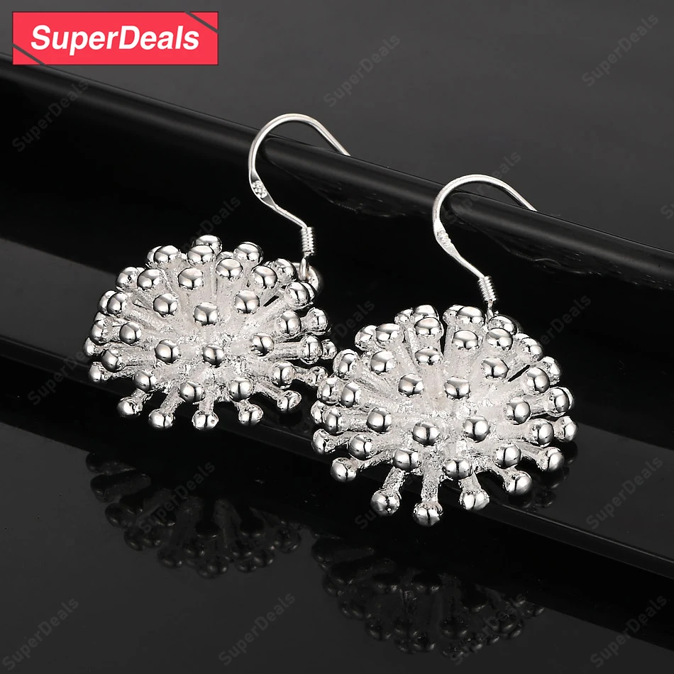 

SuperDeals 925 Sterling Silver Exquisite Flower Drop Earring Valentine's Day Gift Beautiful Jewelry Gift Birthday Wedding Party