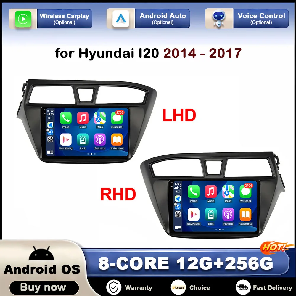 

Andoird OS for Hyundai I20 2014 - 2017 LHD RHD 10 inch GPS Navigation Car Video Radio Player 2.5D Screen WiFi Bluetooth No 2 din