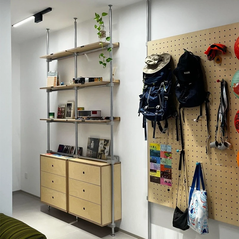 

Dingtiandi aluminum profile birch laminate cabinet, storage display stand