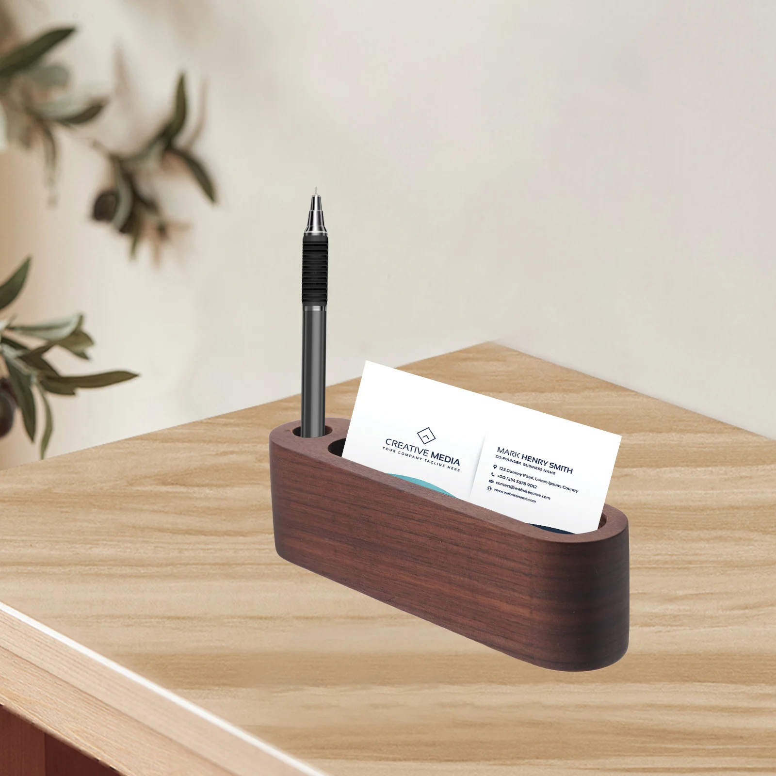 

Desktop Card Holder Wood Business Card Stand for Office Or Home Name Cards Organizer Storage Box Professional Cards Display Rack