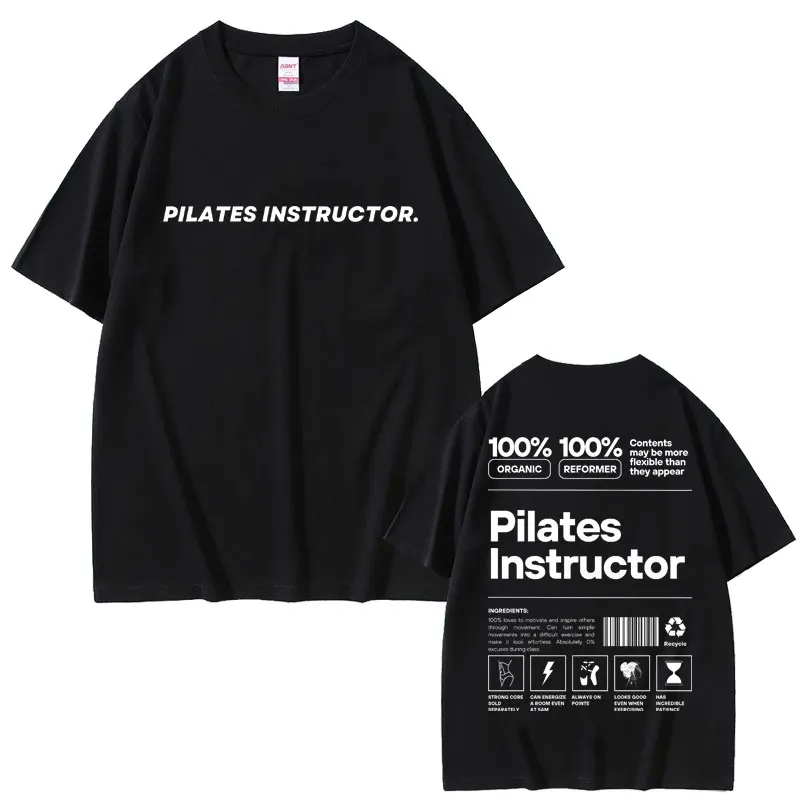 Pilates Instructor Pump Cover T-shirt Male Gym Oversized Tees Men Women Funny Fitness Powerlifting Workout Bodybuilding Tshirt