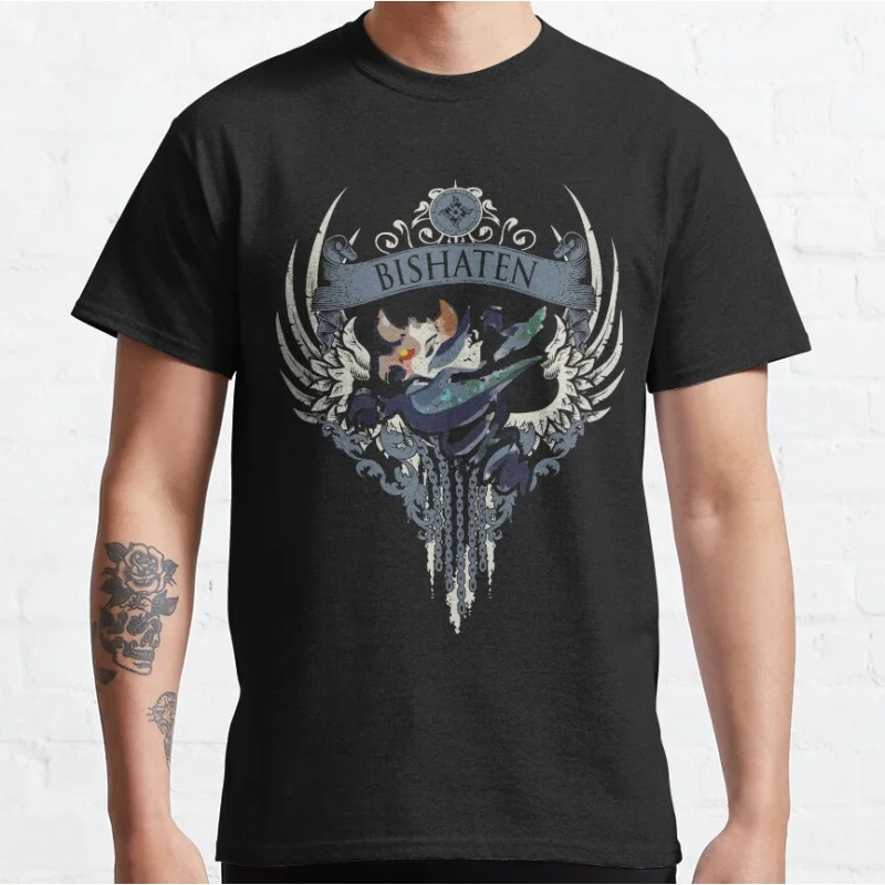 

BISHATEN 0220 Monster hunter world gift t shirt for men Cartoon Video game MHW Graphic Tee Y2K Clothes All size tops S-6XL
