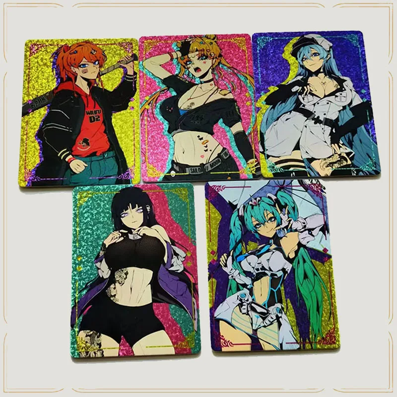 

Anime Goddess Story DIY ACG Hyuga Hinata Hatsune Miku Games for Boys Toys Sexy Metal Collectible Cards Christmas Birthday Gifts