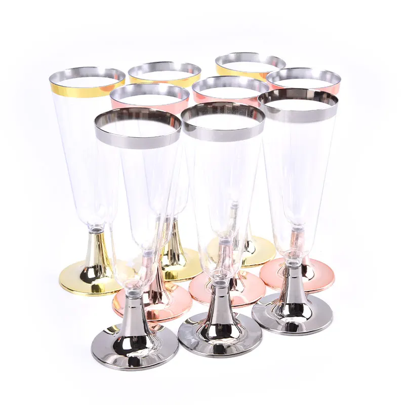 6Pcs/Set 150ML Disposable Red Wine Glass Plastic Champagne Flutes Glasses Cocktail Goblet Wedding Party Supplies Bar Drink Cup