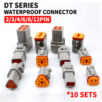 10 Sets Deutsch Type Connector Male Female Waterproof DT Connectors 2-Pin Dt04-2p Dt06-2s 8202612040,Sealable,2 Position