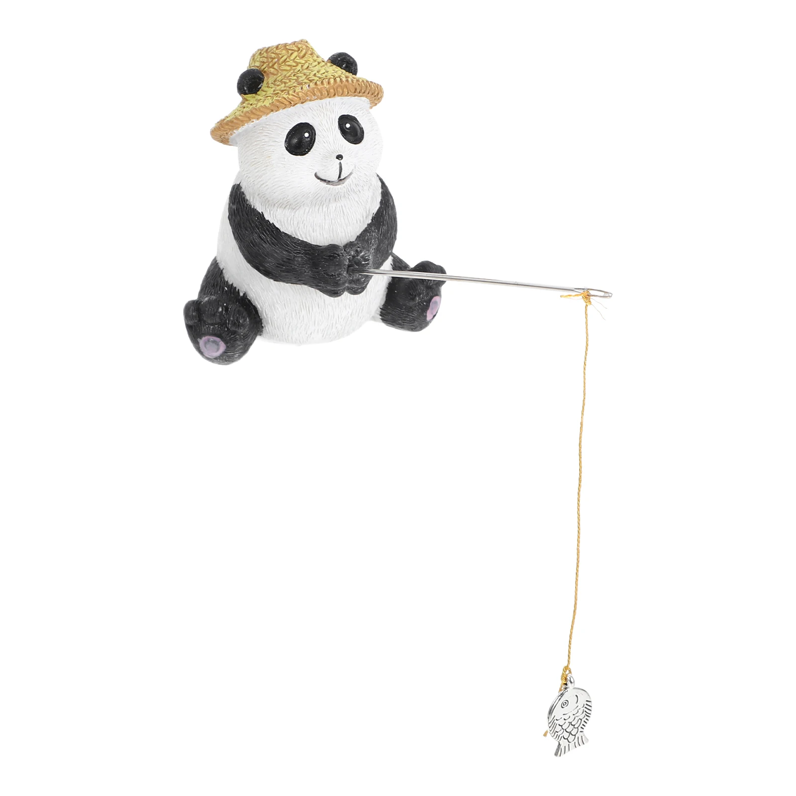 

Garden Panda Fishing Statue Resin Animal Sculpture for Yard Pond Balcony Rockery Outdoor Animal Decor Small Little Animals