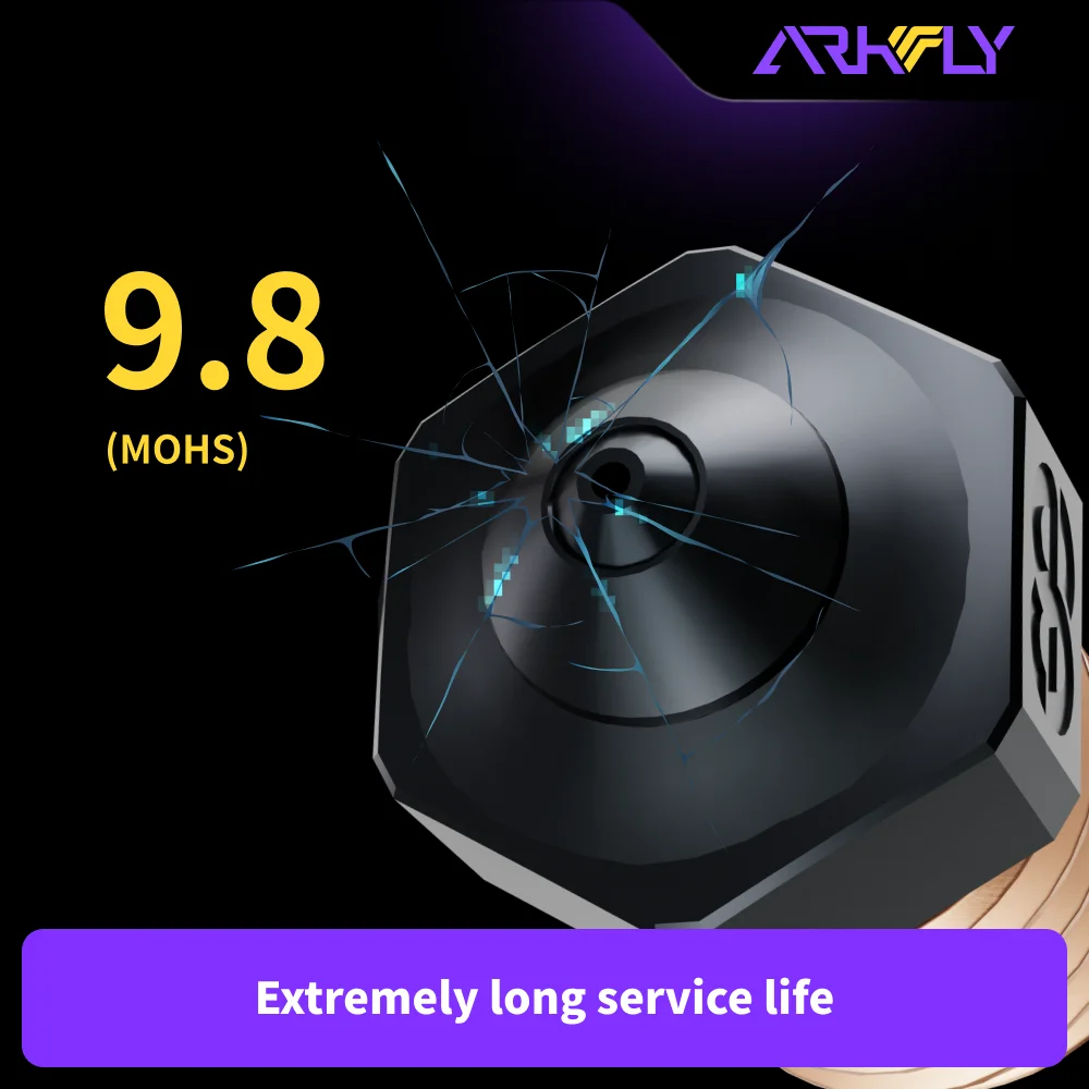 Dysza Arkfly Phaetus Silicon Carbide V6/MK8/Volcano, odporna na temperaturę do 550 stopni. ℃   Dysze do Hotendów do Wszystkich Filamentów — zdjęcie produktu 6