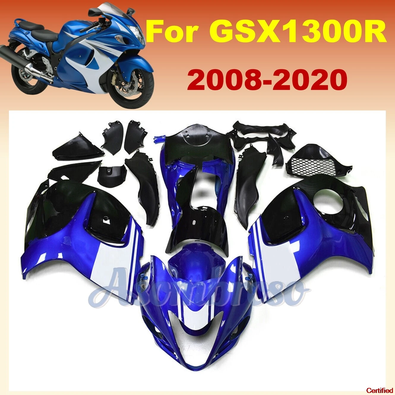 

Для Hayabusa GSXR1300 2008-2020 2019 GSX-1300R 09 10 12 13 15 16 18 синий комплект из АБС-пластика, новый комплект обтекателя