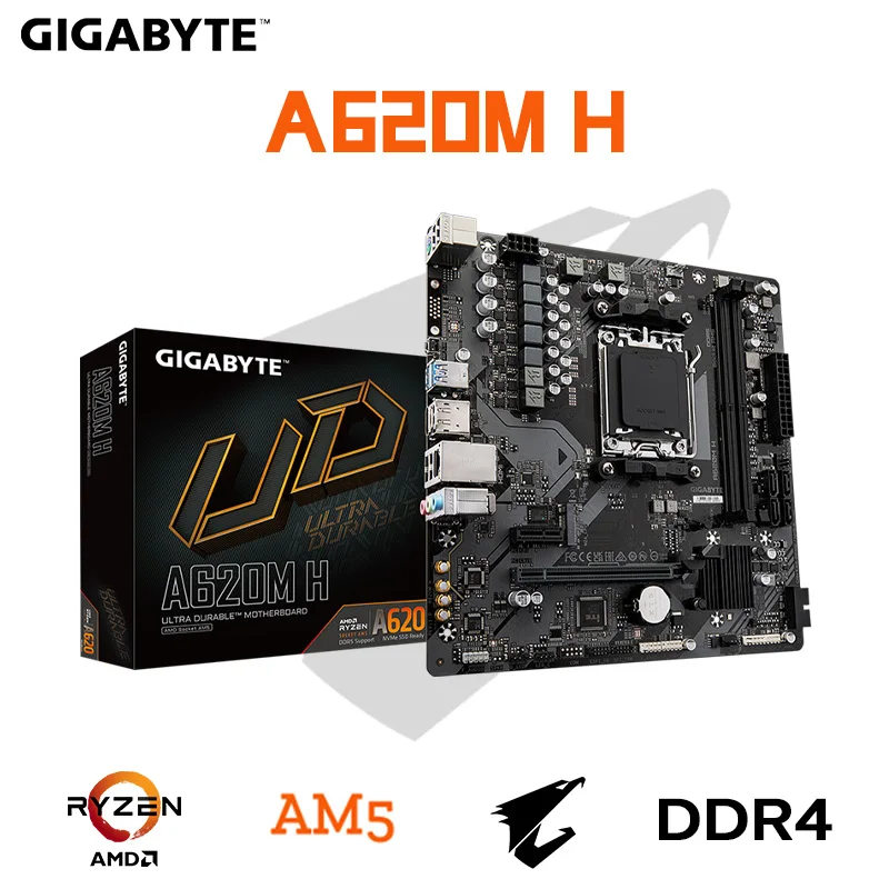 New GIGABYTE A620M H AMDMicro ATX A620 DDR5 6400(OC) MT/s M.2 USB 3.2 SATA 6Gb/s Support 7000 Series CPU Socket AM5