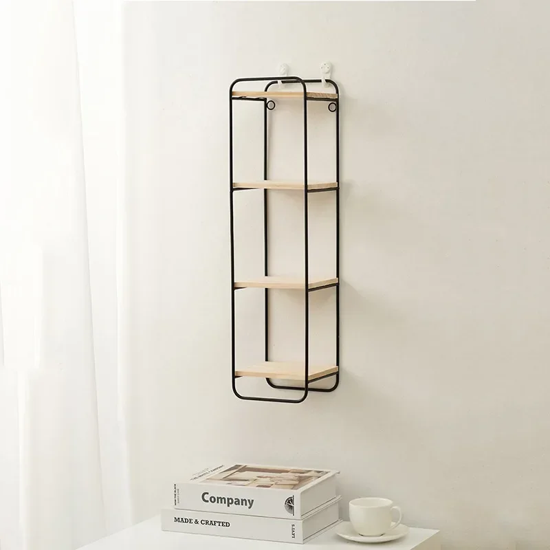 Floating Rectangular Shelf Wall Mounted Metal Framed With Wooden Floor For Wall Storage Display Household Items Home Decoration