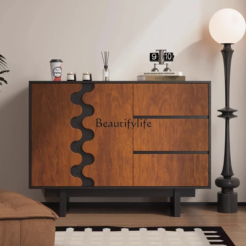 

Wabi Sandy Wind Solid Wood Bucket Cabinet Living Room American Retro Storage Restaurant Dining Side Nordic Storage Drawer