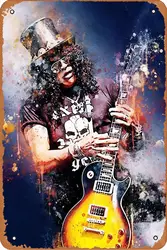 Legendary Guitarist Slash Watercolors vintage Metal Tin Sign Poster Vintage Art Wall Decor 12 x 8 inch