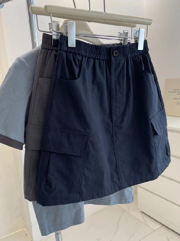 

plus Size Women's Workwear Skirt High Waist Pockets Summer Anti-Light Leg Lengthening A-Line Skirt Pants Half Body Skirt