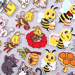 Bee Patch Iron On Embroidery Patches For Clothing Thermoadhesive Patches For Clothes Cartoon Animal Fusible Patch Stickers Decor