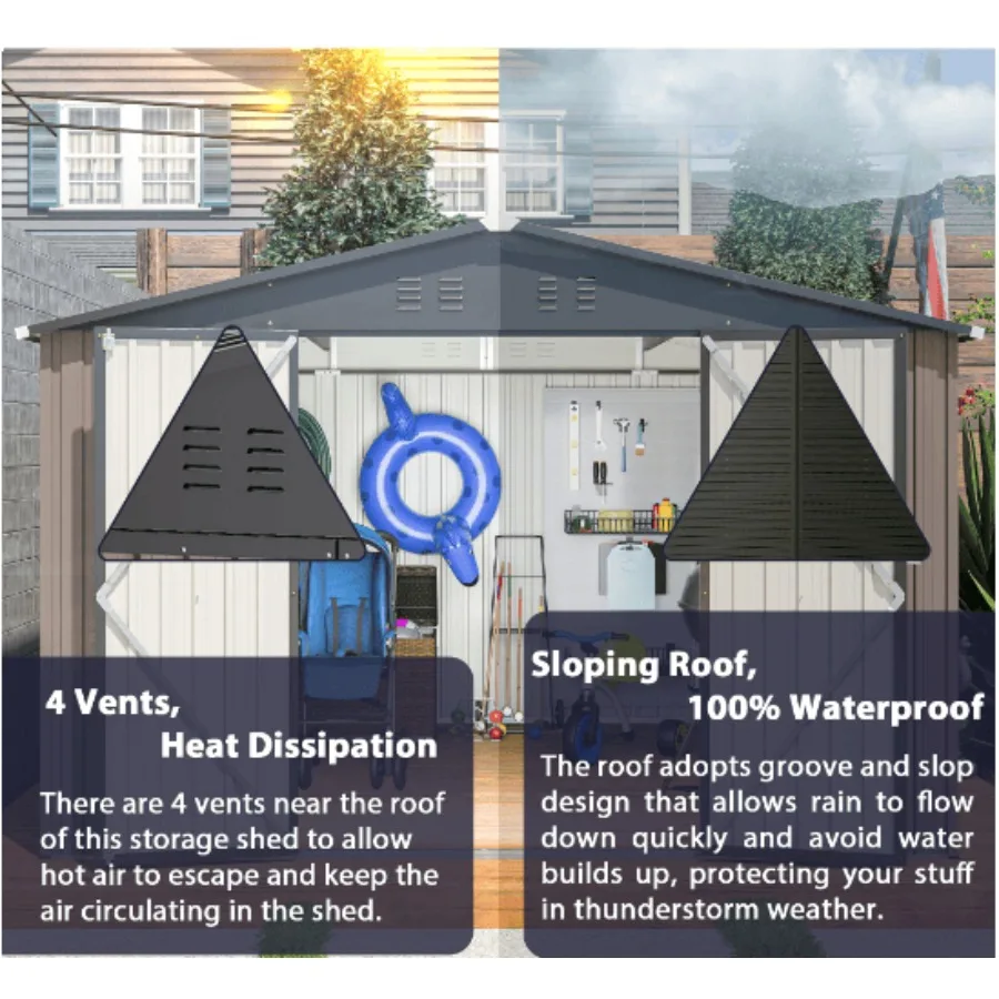 

Стальной садовый сарай с двойной запирающейся дверью