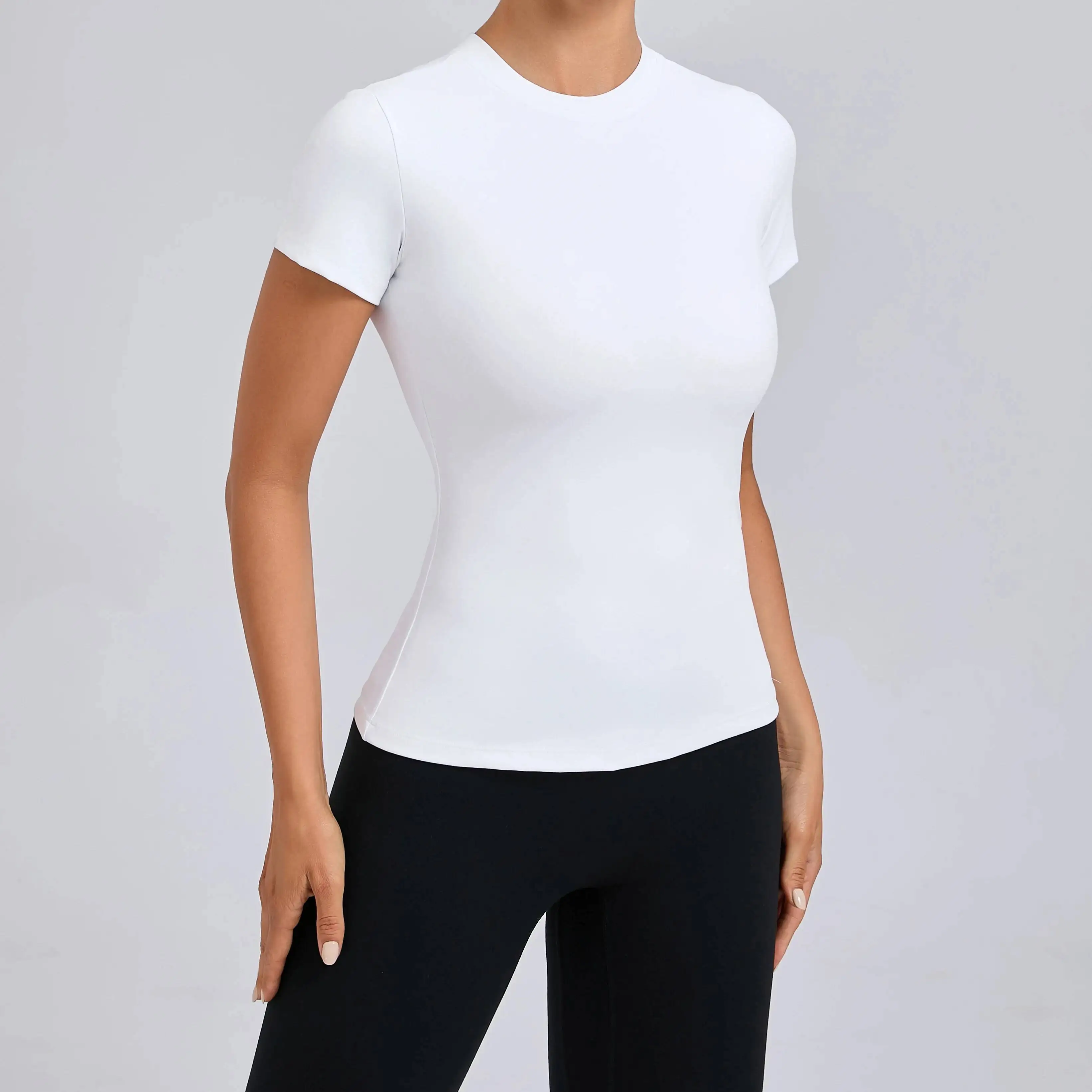 

Women Top Yoga Shirts Quick Dry Running Tops Tights Push Up Workout Gym Clothes Short Sleeve Fiess Sports T Shirts