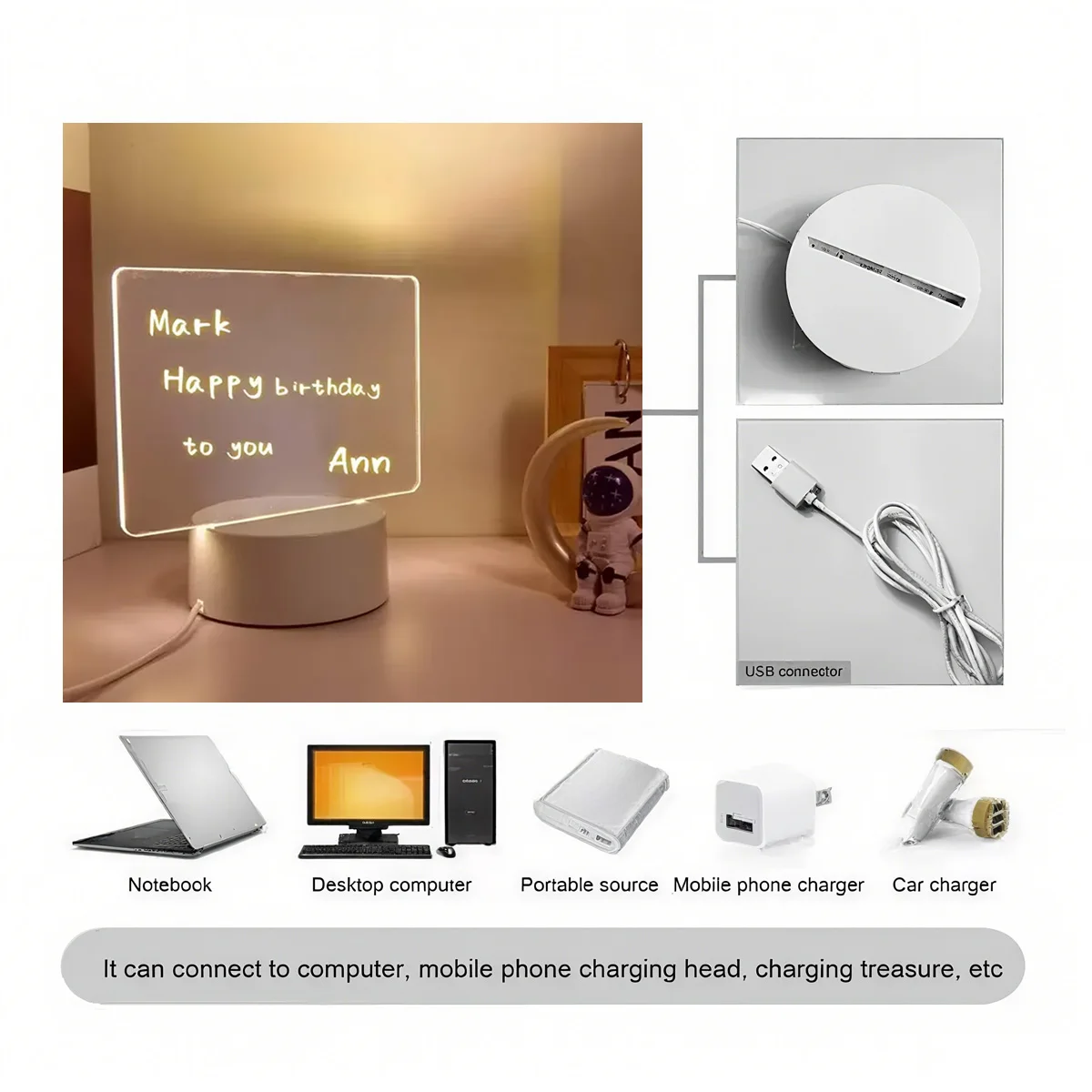 Creative LED Message Board with USB Charging Pen a Heartwarming Surprise for Friends Family Perfect for Personalized DIY Gifts