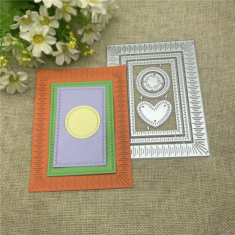Vierkante Achtergrond Metalen Stansmessen Mal Rond Gat Label Tag Plakboek Papier Ambachtelijke Mes Mal Punch Stencils Dies