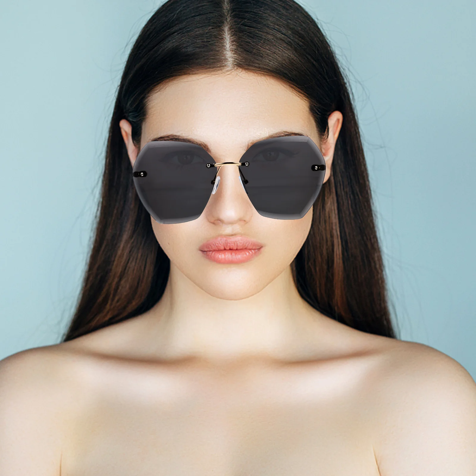 

Rimless Sunglasses Stylish Simple Shape Outdoor Glasses Prop Party Eyewear Summer Fashion Accessories Beach Sunglasses