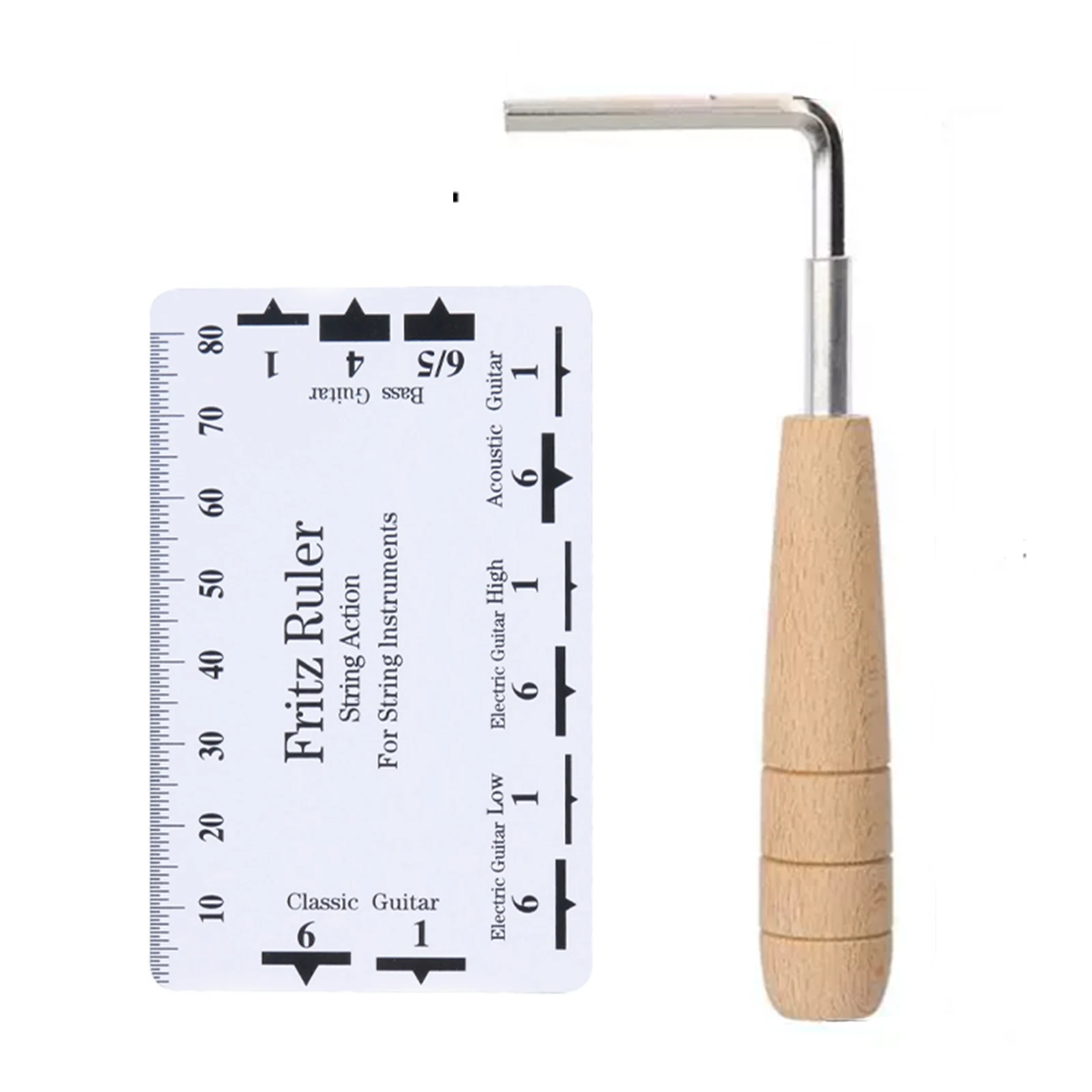 Plastic Guitar String Action Gauge Ruler with Truss Rod Wrench, String Height Measuring Tool for Acoustic Electric Guitar Bass