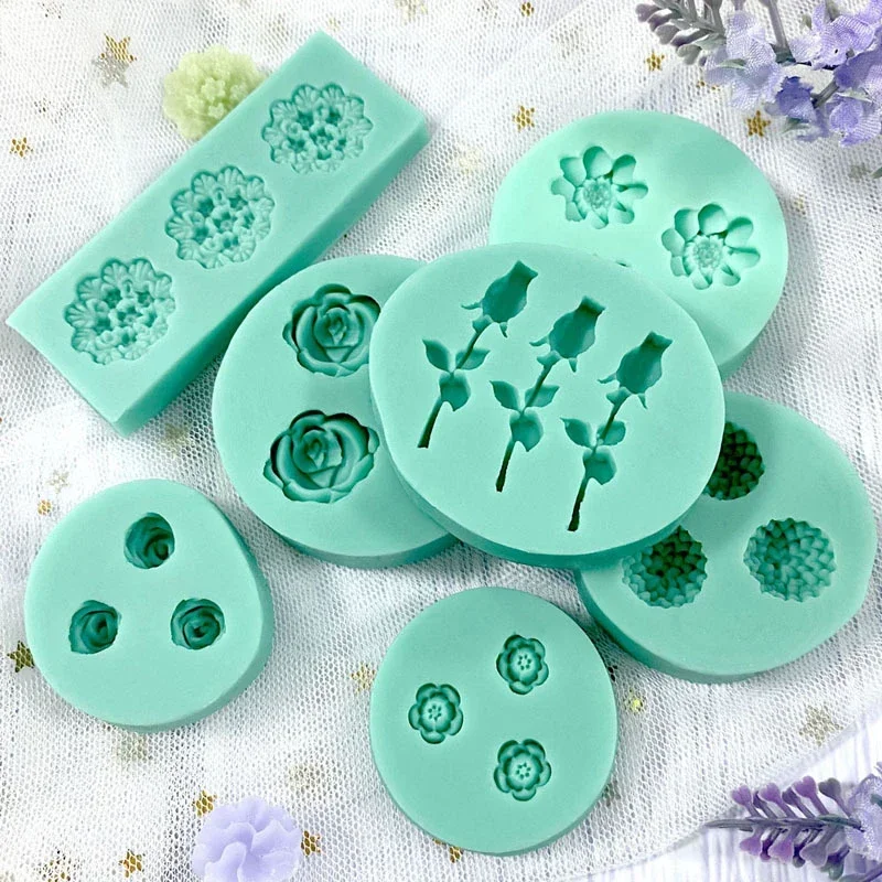 3D Moulds Useful Fondant Mini Mold Silicone Chocolate DIY Handmade Flower Heart Model Baking Valentine\'s Day Cake Decoration