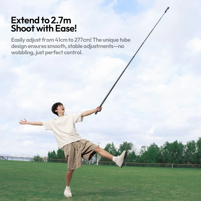 Ulanzi VL02 2.7m Carbon Fiber Selfie Stick Extendable Monopod for Gopro Insta 360 DJI Action Camera Mobile Phone with 1/4