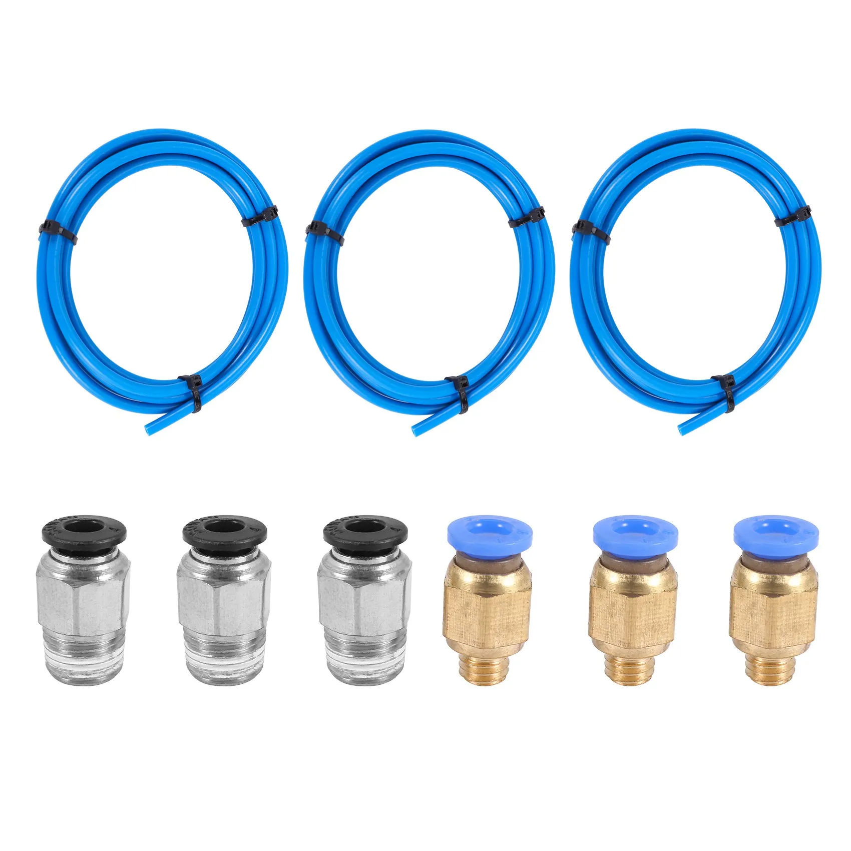 AAAE PTFE tube Ptfe Blue Tubing(1.5 Meters) With 3 Pieces Pc4-M6 Fittings And 3 Pieces Pc4-M10 Male Straight Pneumatic Pefe Tube