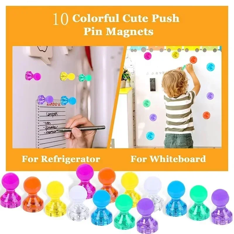 10 Stück Push-Pin-Magnete Reißzwecken Starke Neodym-Magnete Kegel Kühlschrank Whiteboard-Magnete Büro- und Heimwerkzeuge 8 Farben Magnet