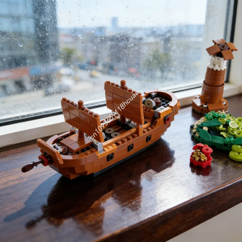 

690 деталей MOC «Пиратская бухта: Приключения», миниатюрные растения, альтернативная модель, строительные блоки, архитектурные конструкторы, рождественский подарок, развивающие игрушки, строительные кирпичики