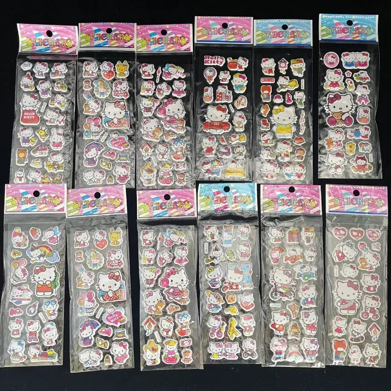 Kawaii HelloKitty stickers three-dimensional 3D bubble stickers cute cartoon Melody mobile phone decoration stickers for girls