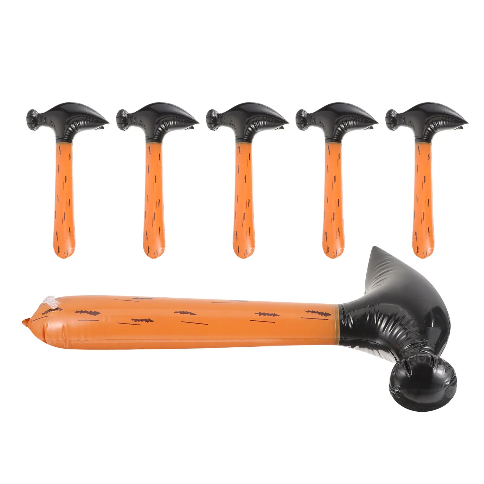 

6Pcs Inflatable Wood Grain Hammer Pool Props Soft Safe Blow Up Mallet for Kids Bath Fun Party Supplies Water Amusement Play