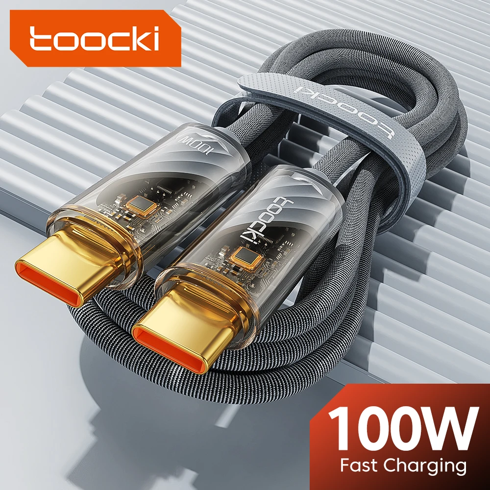 

Прозрачный кабель Toocki с USB Type C на Type C для Xiaomi Samsung Realme, 100 Вт, 60 Вт