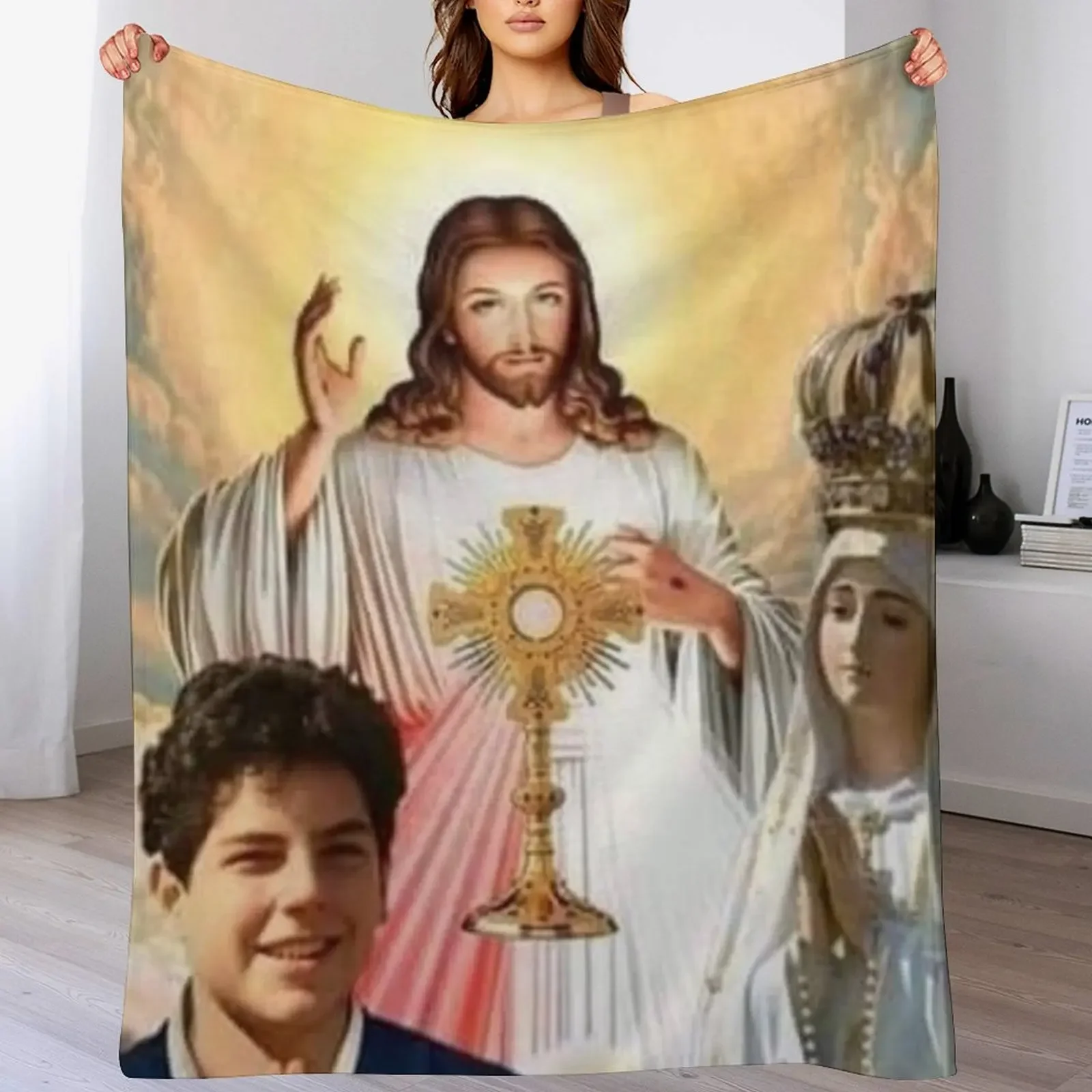 

Blessed Carlo Acutis, Beato Carlo, Blessed Carlo Throw Blanket Softest For Sofa Thin Beautifuls Hair Blankets