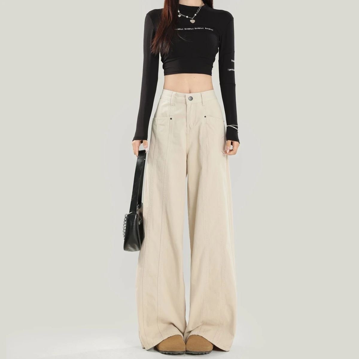 

High Waist Wide Leg Straight Cut Jeans Women's Summer New Style Pear Shape Slimming Long Pants Casual Cotton Blend Denim