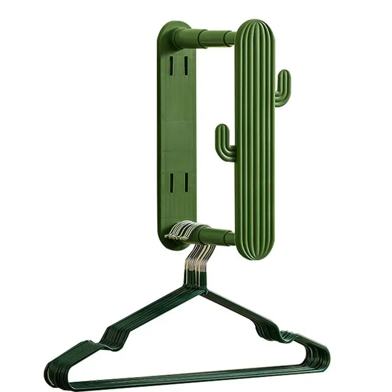 Retractable Hanger Organizer Cactus Shape Hanger Stand Rack Extendable Hanger Organizer Rack For Closet Laundry Dry Cleaning